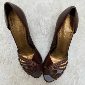 BCBGirls - Brown Gold D’Orsay Open Toe Y2K Sandals